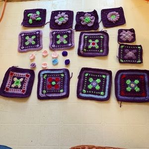 21 Handmade granny square and smaller pieces
